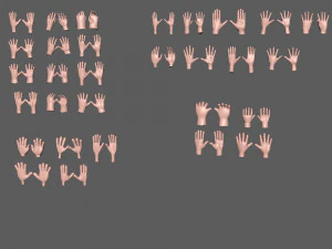 30 hands cartoon 3D Model