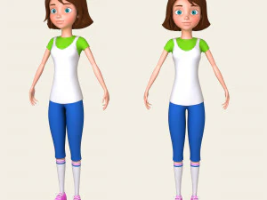 menina 02 desenho animado Modelo 3D