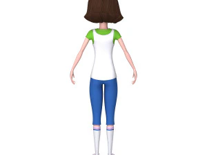 girl 02 cartoon 3D Model
