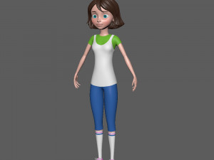 girl 02 cartoon 3D Model