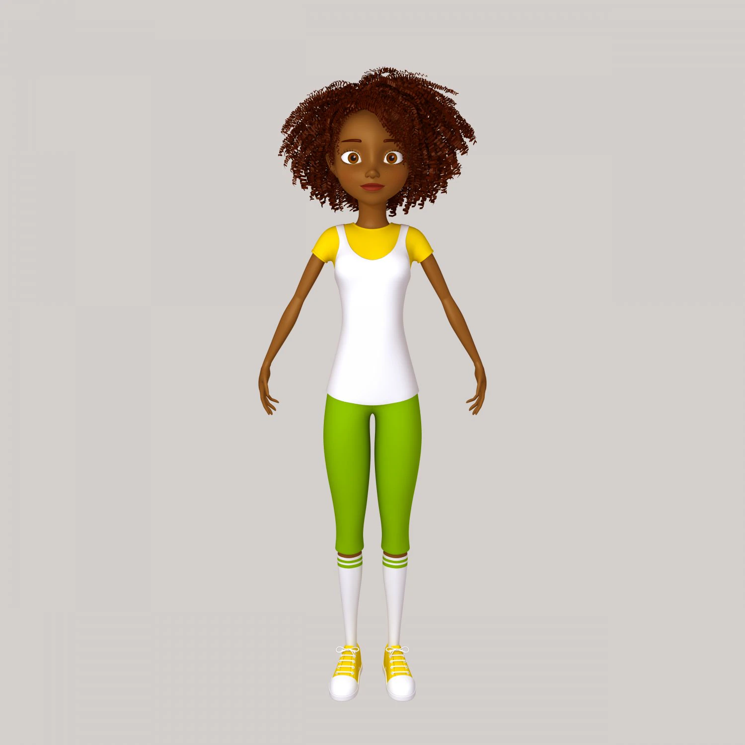 black girl cartoon 3D Model .c4d .max .obj .3ds .fbx .stl .blend 