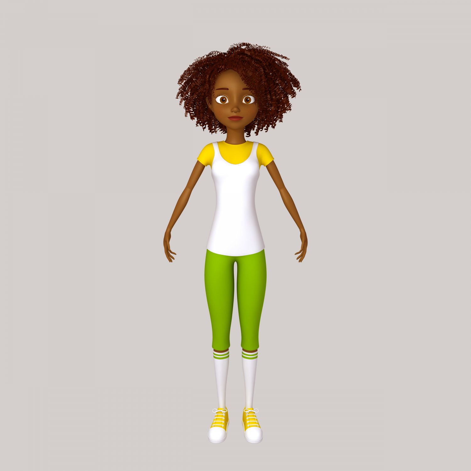 black girl cartoon 3D Model in Woman 3DExport