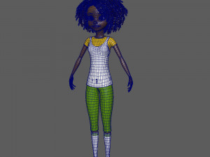 black girl cartoon 3D Model