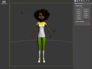 black girl cartoon 3D Model