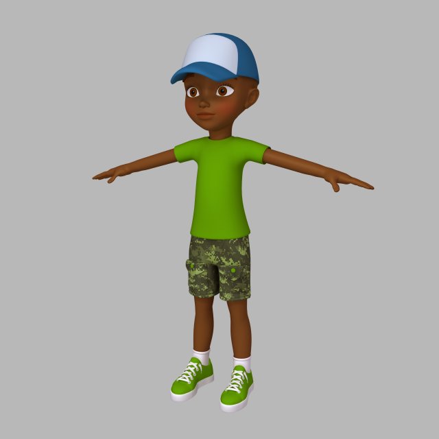 black boy cartoon Modello 3D .c4d .max .obj .3ds .fbx .stl .blend 