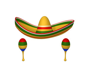sombrero and maracas cartoon Modelo 3D
