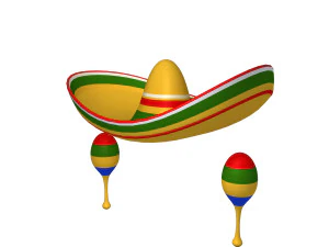 Sombrero and maracas cartoon 3D Model