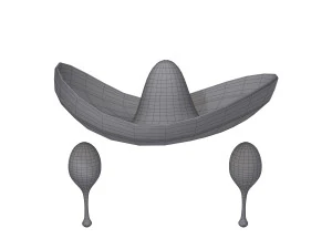 Sombrero and maracas cartoon 3D Model