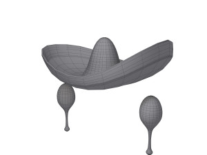 sombrero and maracas cartoon Modelo 3D