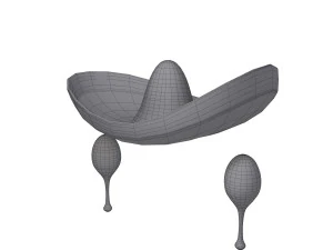 Sombrero and maracas cartoon 3D Model