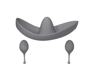 Sombrero and maracas cartoon 3D Model