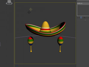 sombrero and maracas cartoon Modelo 3D