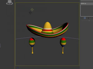 Sombrero and maracas cartoon 3D Model