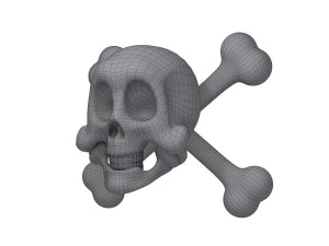 skull and bones cartoon 3D Model