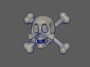 skull and bones cartoon 3D Model