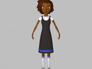 desenho animado de menina negra 02 Modelo 3D