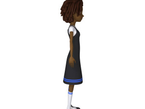 black girl 02 cartoon Modèle 3D