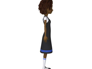 desenho animado de menina negra 02 Modelo 3D