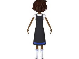 black girl 02 cartoon Modèle 3D