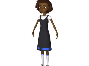 black girl 02 cartoon Modèle 3D