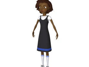 desenho animado de menina negra 02 Modelo 3D