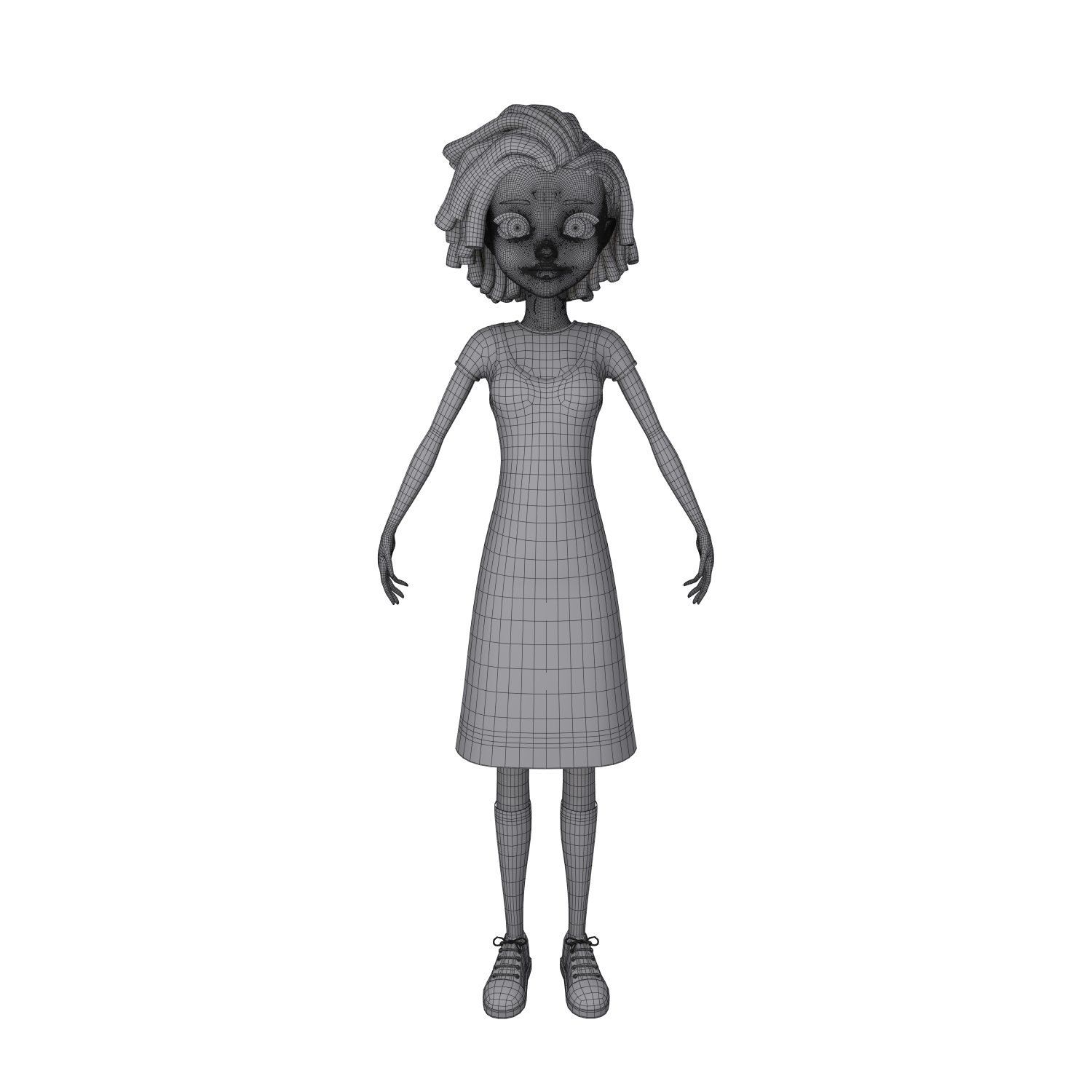 black girl 02 cartoon 3D Модель in Женщина 3DExport