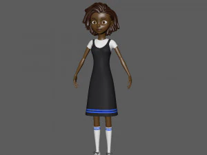 desenho animado de menina negra 02 Modelo 3D