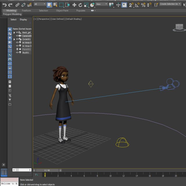 black girl 02 cartoon 3D
