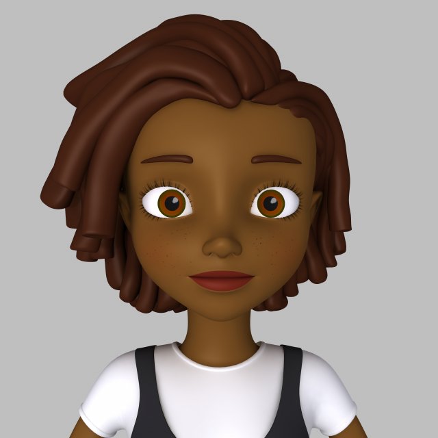 black girl 02 cartoon Modèle 3D .c4d .max .obj .3ds .fbx .stl .blend 