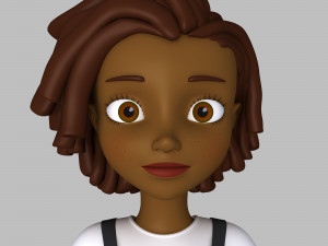 black girl 02 cartoon 3D Model