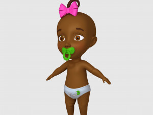 black baby cartoon 3D Model