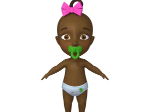 black baby cartoon 3D Model