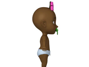 black baby cartoon 3D Model