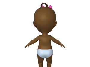 black baby cartoon 3D Model