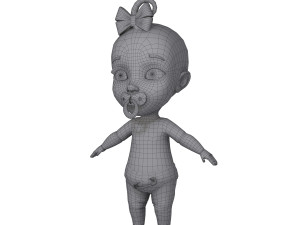 black baby cartoon 3D Модель
