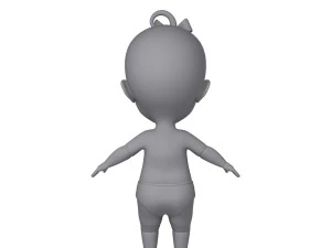 black baby cartoon 3D Model