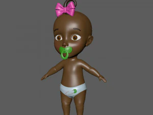 black baby cartoon 3D Model
