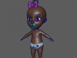black baby cartoon 3D Model