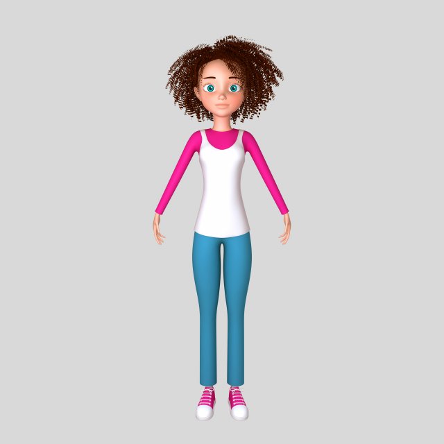 girl 03 cartoon 3D मॉडल .c4d .max .obj .3ds .fbx .stl .blend 