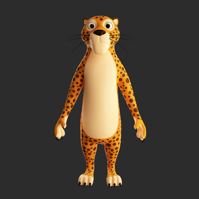 leopard cartoon 3D Модель .c4d .max .obj .3ds .fbx .stl .blend 