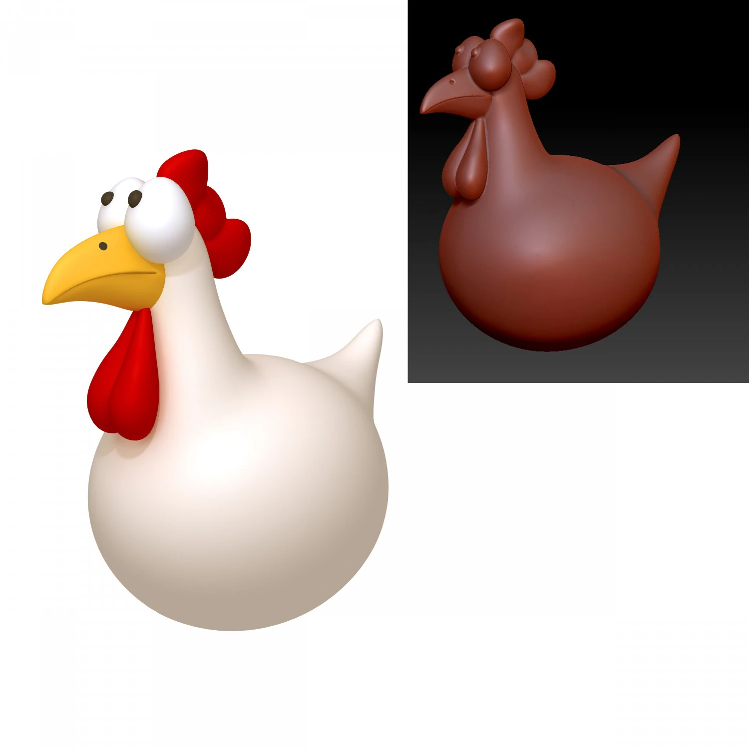 chicken cartoon 3D Model .c4d .max .obj .3ds .fbx .stl .blend 