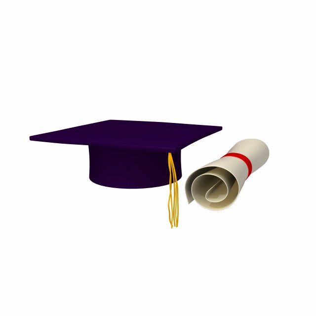 graduation cap and diploma 3D 모델 .c4d .max .obj .3ds .fbx .stl .blend 