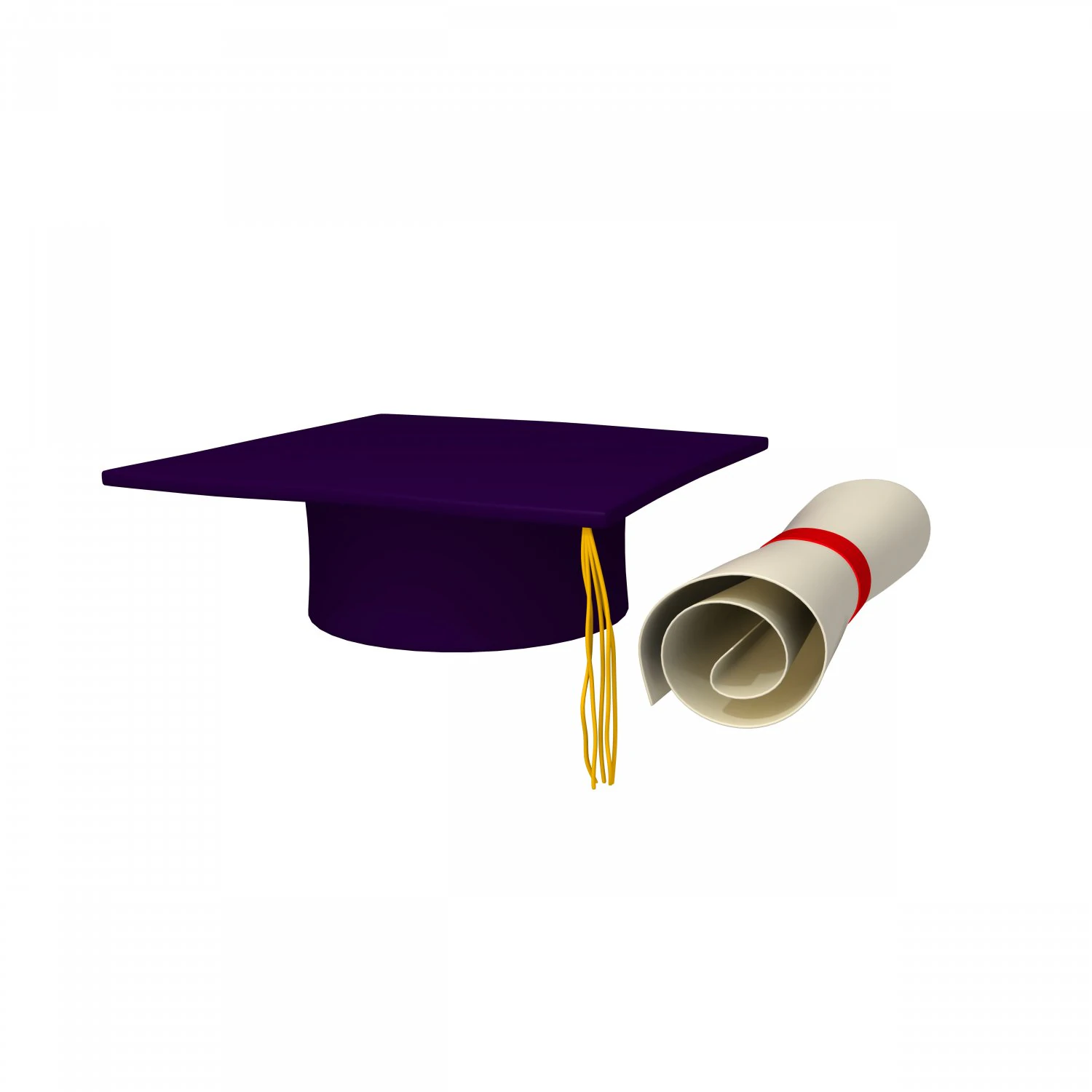 Graduation cap and diploma 3D Model .c4d .max .obj .3ds .fbx .stl .blend 
