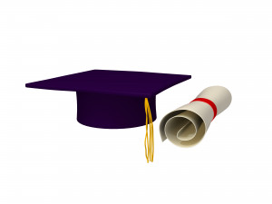 graduation cap and diploma 3D Model