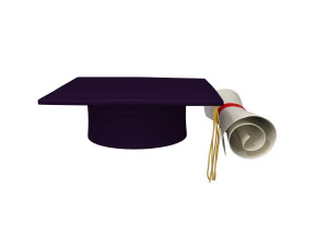 Graduation cap and diploma 3D Model