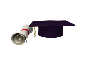 Graduation cap and diploma 3D Model