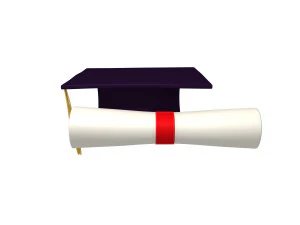 Graduation cap and diploma 3D Model