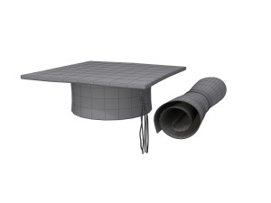 graduation cap and diploma 3D 모델