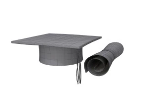 Graduation cap and diploma 3D Model