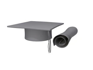 Graduation cap and diploma 3D Model